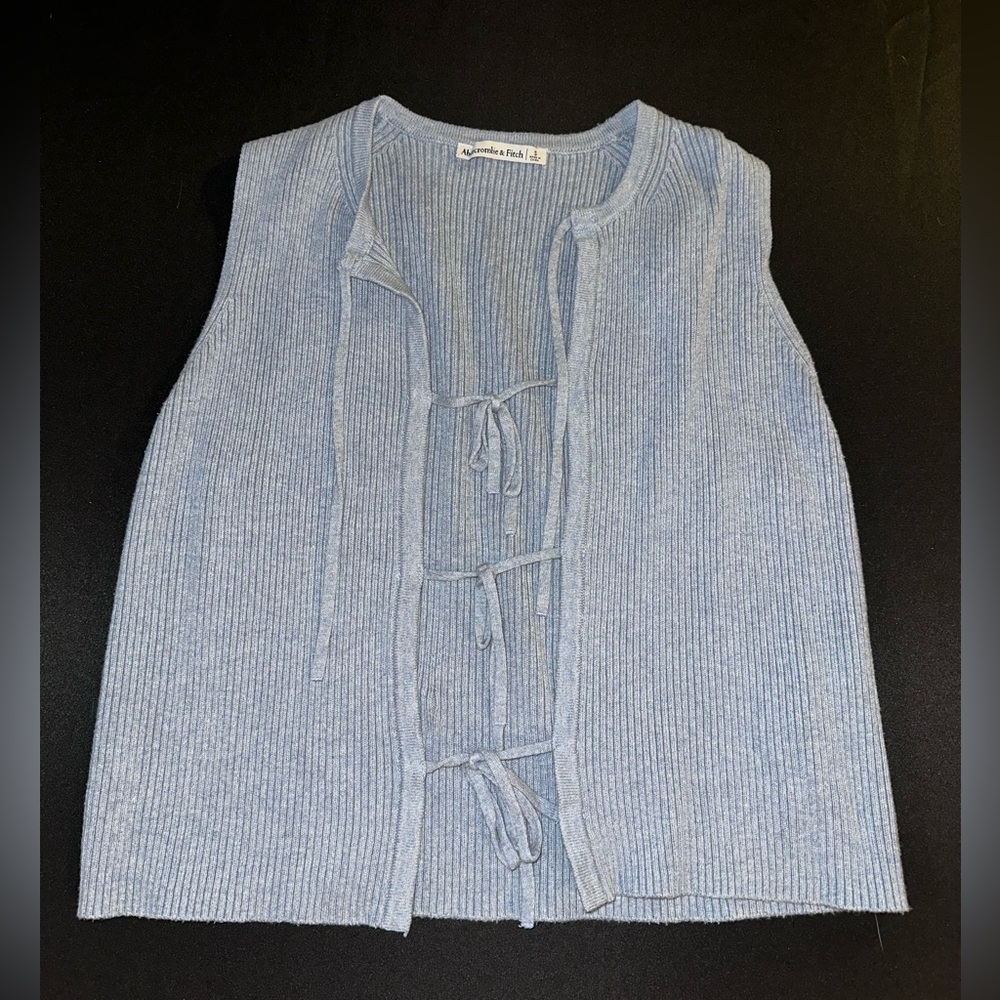 Abercrombie & Fitch Light Blue Ribbed Tie-Front Sleeveless Top